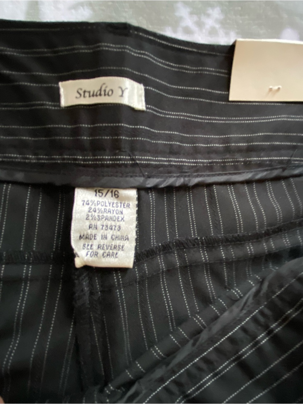 Studio Y Black Pinstripe Bermuda Shorts - Picture 3 of 3